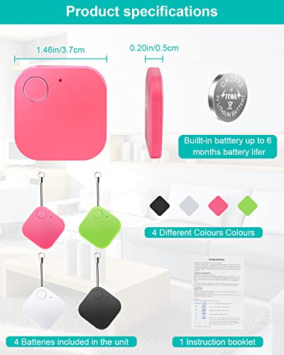 Bluetooth Key Finders - 4 Pack, Wallets, Pets, Luggage
