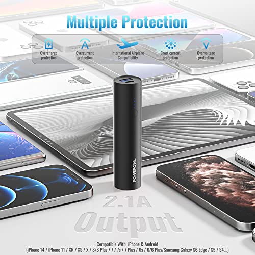 Portable Charger Black with Type C Cable - Compatible with iPhone, Samsung, Xiaomi