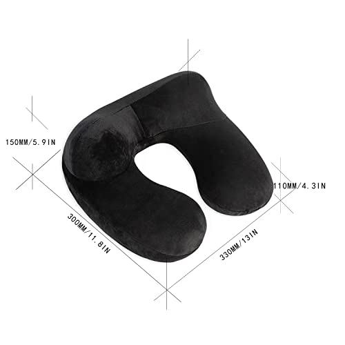 Inflatable Travel Pillow - Soft Velvet Neck Support