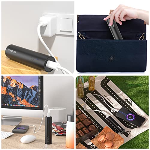 Portable Charger Black with Type C Cable - Compatible with iPhone, Samsung, Xiaomi