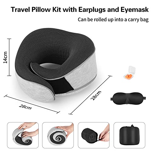 AYhome Memory Foam Travel Neck Pillow with Eyemask