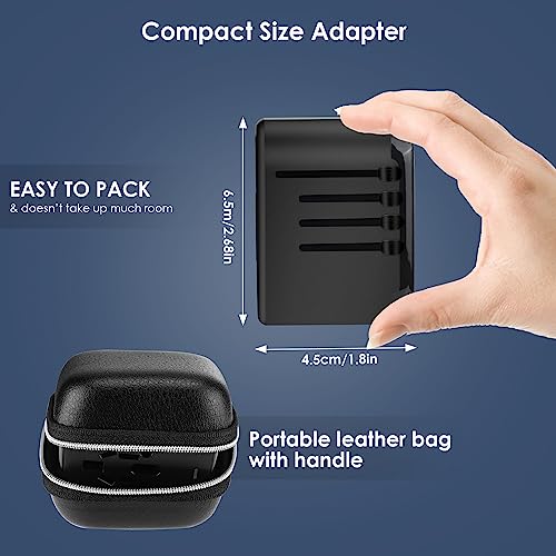 Universal Travel Adapter with Leather Carry Case