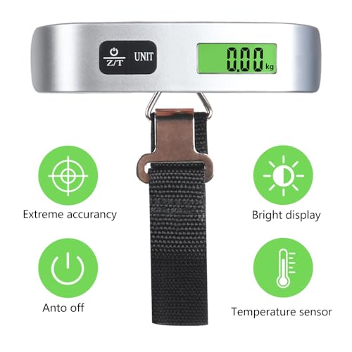 Portable Digital Suitcase Scale with Temperature Sensor, 50KG
