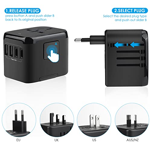 Universal Travel Adapter with Leather Carry Case