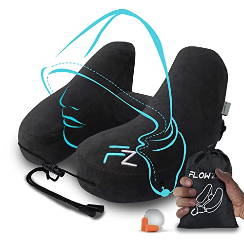 Inflatable Hooded Travel Pillow - Black