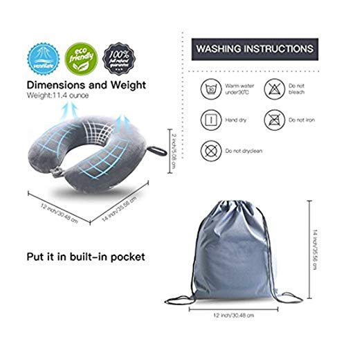 Gray Compact Memory Foam Travel Neck Pillow