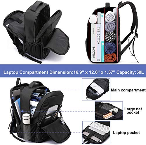 50L Travel Backpack with USB Charging Port