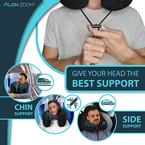 Inflatable Hooded Travel Pillow - Black
