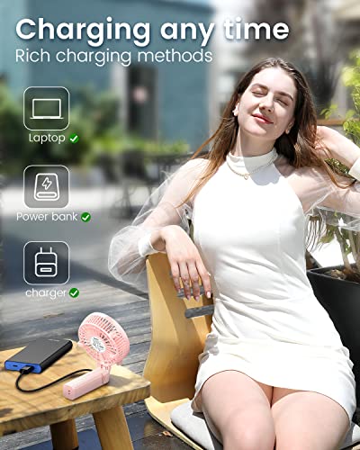 Pink Electric USB Handheld Fan - Portable & Foldable