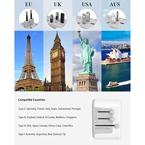 TESSAN Worldwide Plug Adapter with 4 USB, 1 AC Socket
