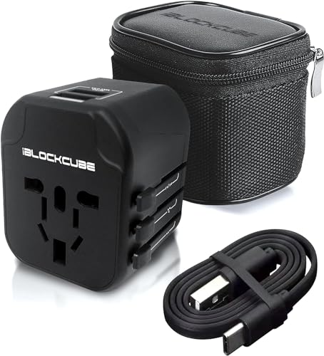 iBlockCube Travel Plug Adapter with 2 USB Ports (Black)
