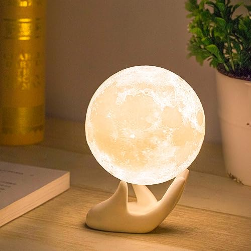 3D Moon Lamp - Ceramic Base, LED Night Light