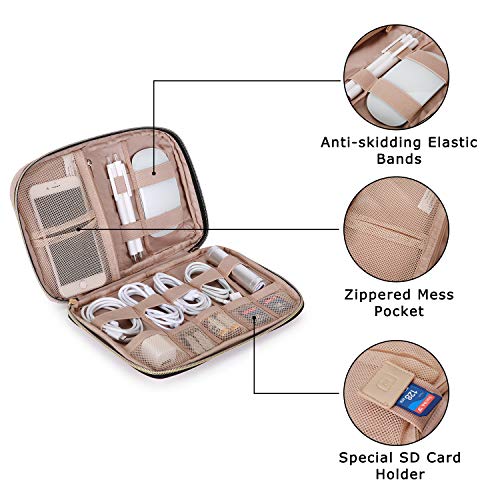 BAGSMART Mini Electronics Organizer Bag - Pink