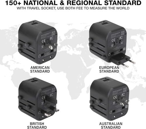 iBlockCube Travel Plug Adapter with 2 USB Ports (Black)