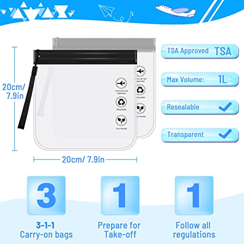 Clear Travel Toiletry Bag TSA Approved - Black/Grey