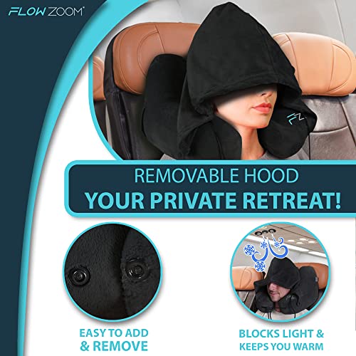 Inflatable Hooded Travel Pillow - Black