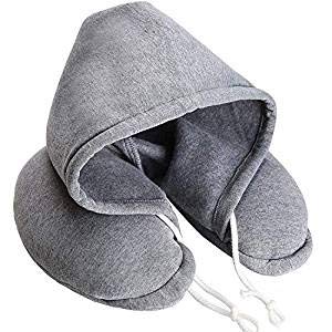 Hooded U-Shaped Neck Travel Pillow with Hoodie