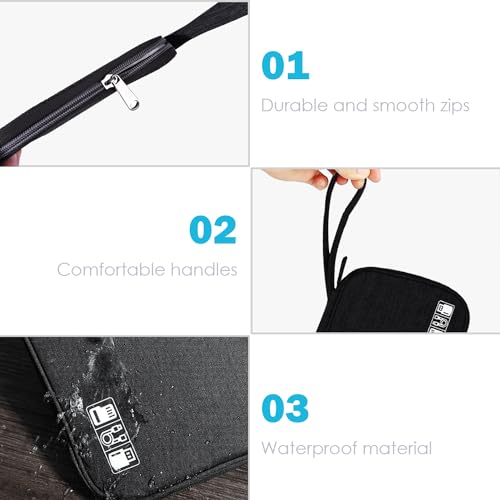 Black Electronics Accessories Organizer Bag