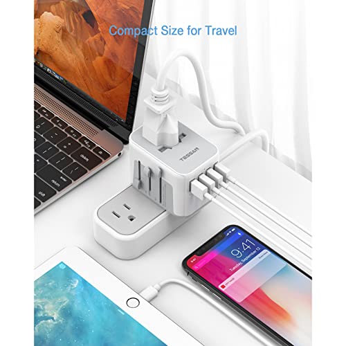 TESSAN Worldwide Plug Adapter with 4 USB, 1 AC Socket