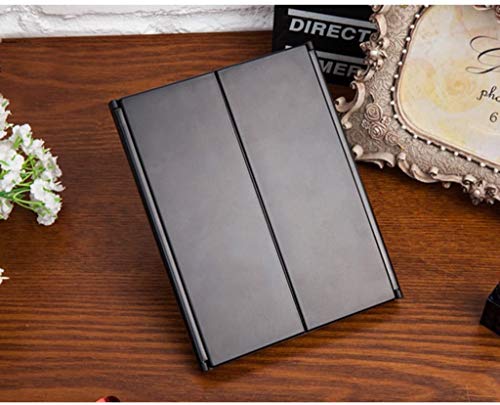 Tri-Fold Travel Makeup Mirror with LED Lights - Black