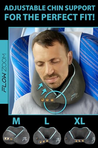 FLOWZOOM COMFY Airplane Neck Pillow, Memory Foam, Grey