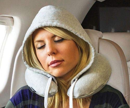 Hooded U-Shaped Neck Travel Pillow with Hoodie
