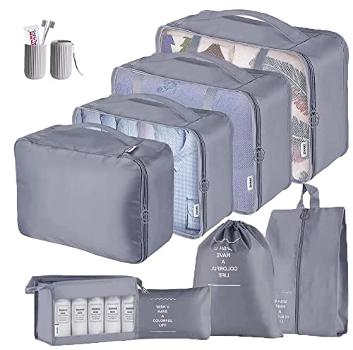 ZDKGER Travel Packing Cubes, 9pcs Waterproof Organizers