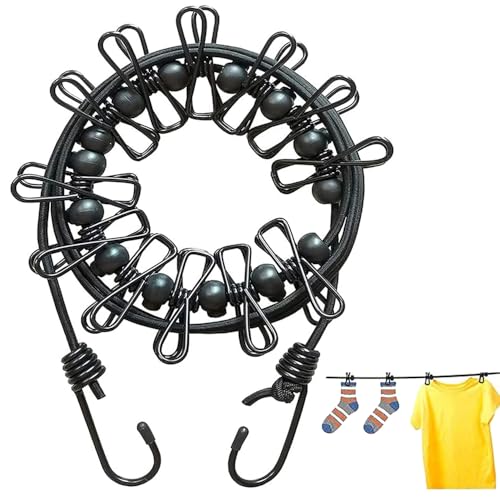Adjustable Portable Travel Clothesline with 12pcs Clips