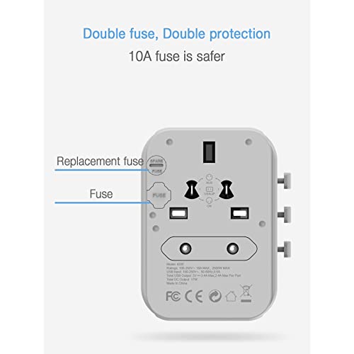 TESSAN Worldwide Plug Adapter with 4 USB, 1 AC Socket