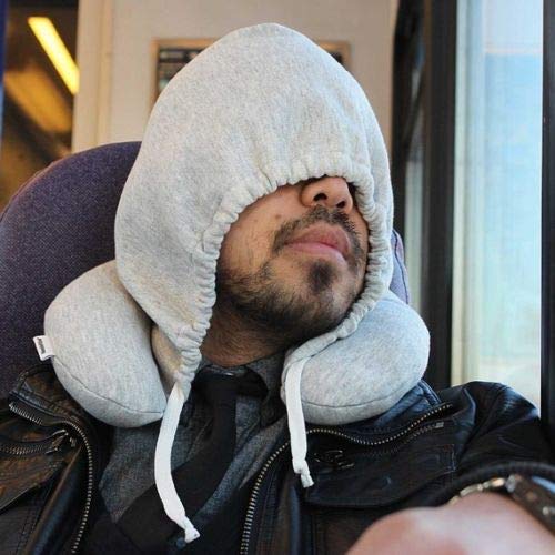 Hooded U-Shaped Neck Travel Pillow with Hoodie
