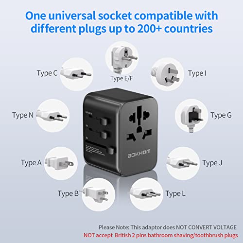 Universal Travel Adapter with USB C/A Port, 4 Plugs