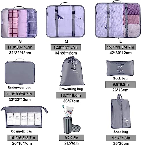 ZDKGER Travel Packing Cubes, 9pcs Waterproof Organizers