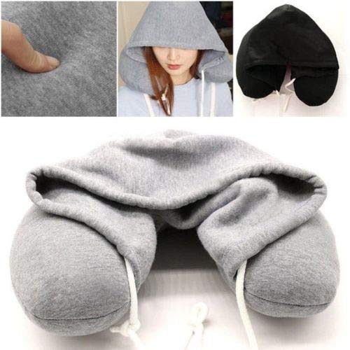 Hooded U-Shaped Neck Travel Pillow with Hoodie