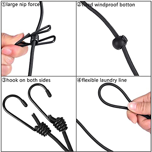 Adjustable Portable Travel Clothesline with 12pcs Clips