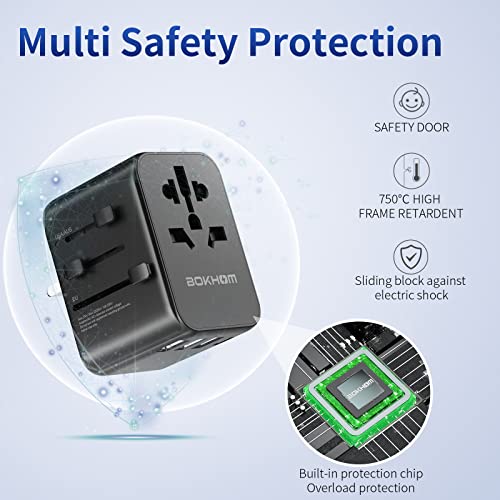 Universal Travel Adapter with USB C/A Port, 4 Plugs