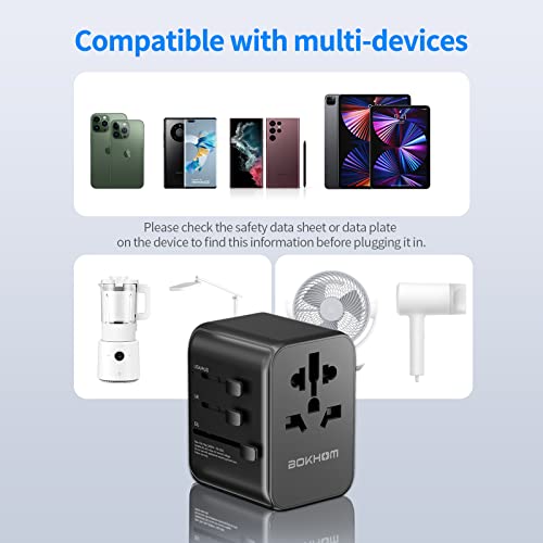 Universal Travel Adapter with USB C/A Port, 4 Plugs
