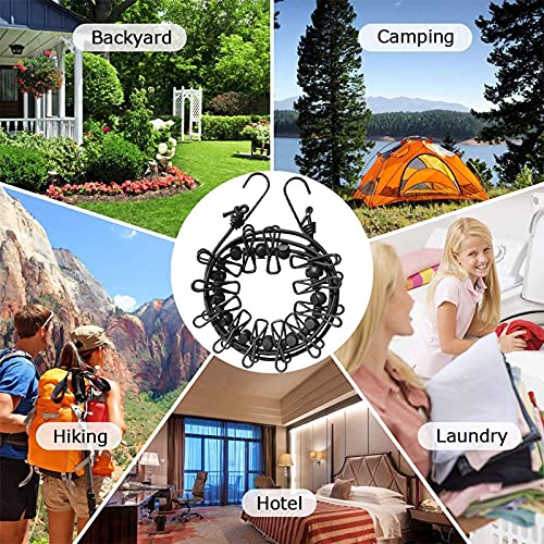 Adjustable Portable Travel Clothesline with 12pcs Clips