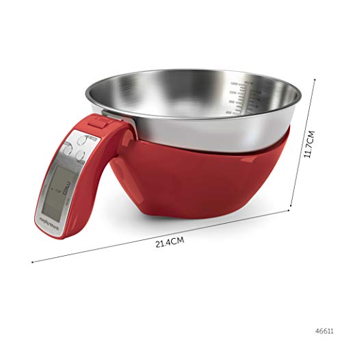 Morphy Richards 46611 3-in-1 Digital Kitchen Scales, Red