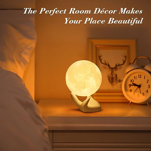 3D Moon Lamp - Ceramic Base, LED Night Light