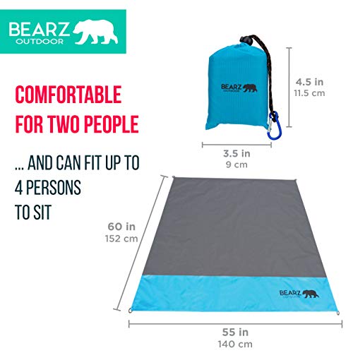 BEARZ Outdoor Camping Blanket - Lightweight Portable Waterproof Mat (Blue)