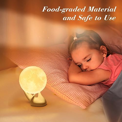 3D Moon Lamp - Ceramic Base, LED Night Light