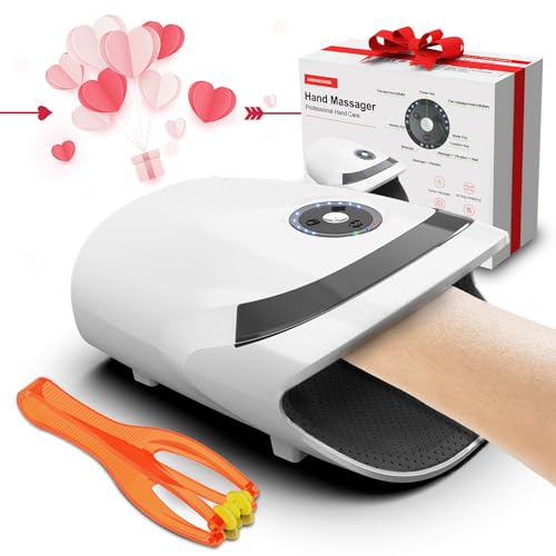 Xllent Hand Massager: Compression, Heating, Cordless - White
