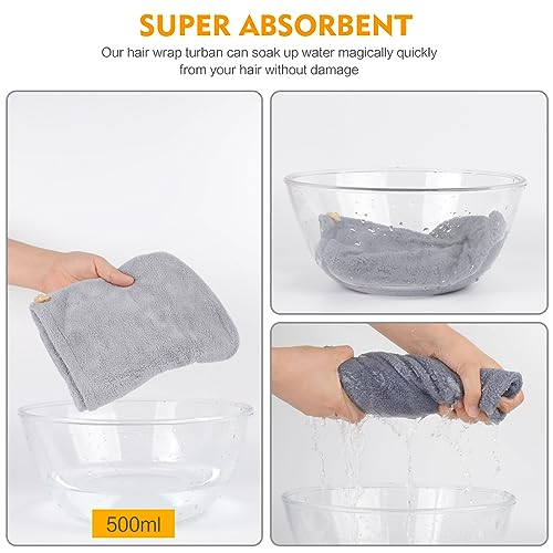 3-Pack Microfiber Hair Towel Wrap - Super Absorbent Turban