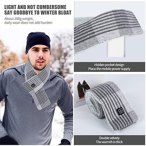 USB Heated Scarf with Adjustable Warmth - Gray