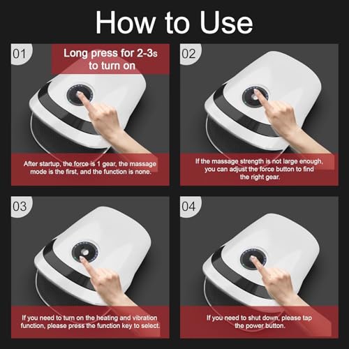 Xllent Hand Massager: Compression, Heating, Cordless - White