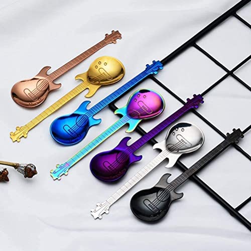 Colorful Guitar Coffee Teaspoons Set - 7pcs