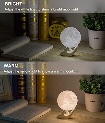3D Moon Lamp - Ceramic Base, LED Night Light