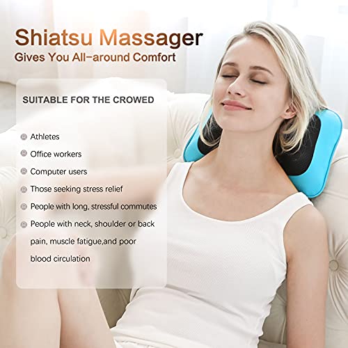 Shiatsu Neck Back Massager Pillow with Heat - Deep Tissue Massage