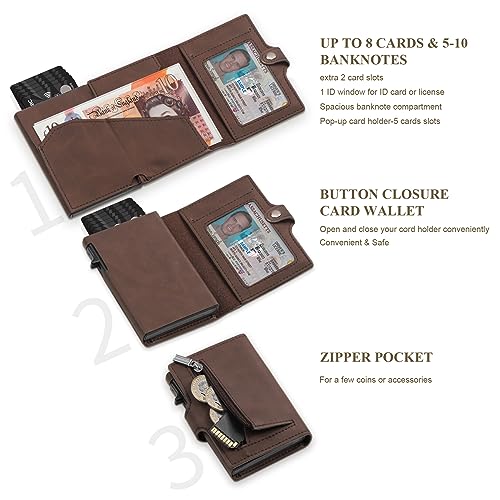 Tomylv RFID Blocking Leather Wallet with Pop Up Card Holder