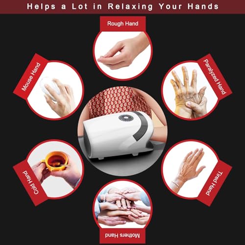 Xllent Hand Massager: Compression, Heating, Cordless - White
